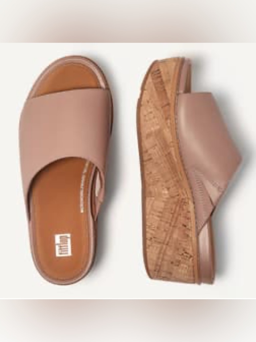 Fitflop Blush Cork Wedge Slide platform sandals